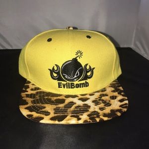 Evil Bomb Yellow Cheetah Print Baseball Hat Cap ￼ Adjustable Buckle Strap￼